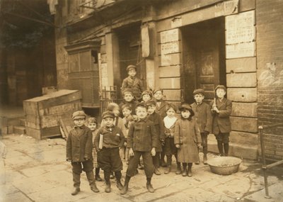 Children Outside Motion Picture Theatre at Night, 1910 by Lewis Wickes Hine